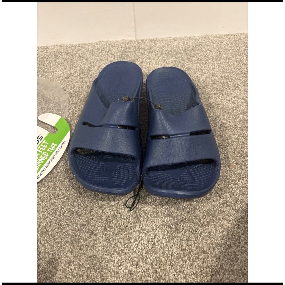Oofos ooahh blue slides men's 6 women's 8 new with tags